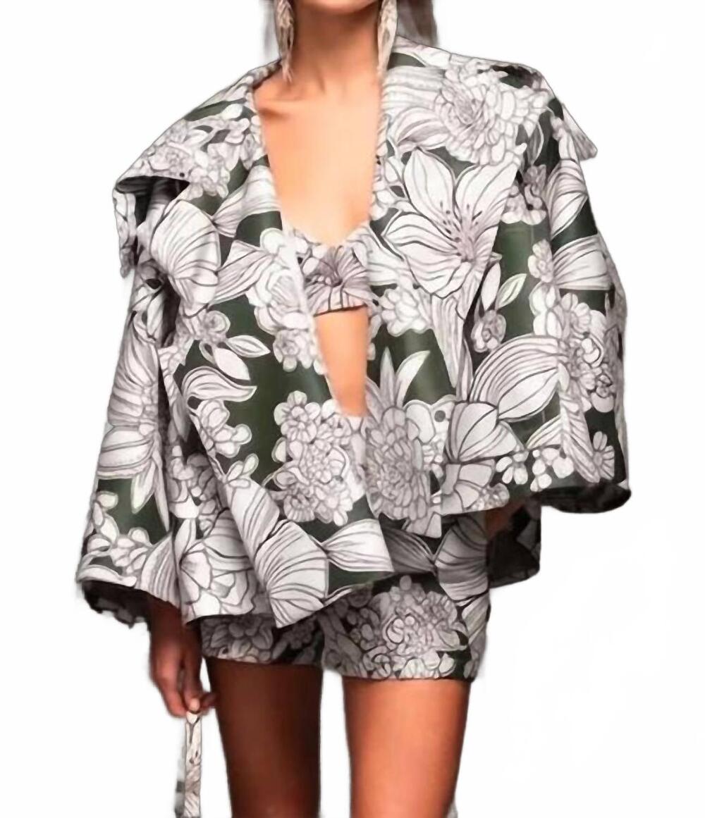 NEW MAISON ZOULIAS vertigo short jacket in olive floral